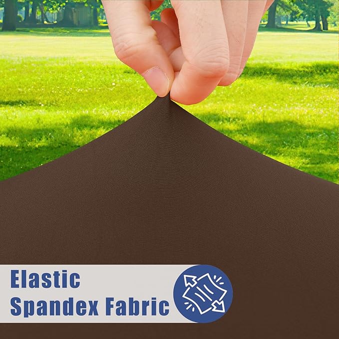 Moosfor Spandex 8 Foot Rectangle Table Cloth 2 Pack, Elastic Fitted Tablecloths for Picnic, Stretch Washable Patio Table Cover for Outdoor, Camping, Banquet and Parties (Coffee, 30"x96")