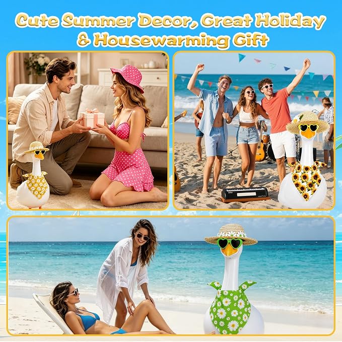 Porch Goose Summer Outfit,Hsummer Porch Goose Outfit,Porch Goose Bikini,Summer Garden Lawn Patio Yard Outdoor Decor (Sunflower Yellow)