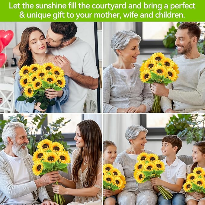 Ahaorigin Solar Sunflower Lights 6 Pack, 36 LED Solar Garden Lights Outdoor, IP65 Waterproof Solar Flowers for Yard Patio Decor, Auto On/Off, Best Mother’s Day Gift Ideas for Mom Grandma Women