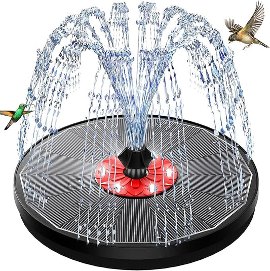 Solar Bird Bath Fountain,Upgrade 3.5W Glass Panel Solar Fountain with 2200mAh Backup Battery, White LED Lights, 8 Spray Modes, 4 Fixed Rods for Garden, Pond, Pool,Patio Outdoor Water Feature