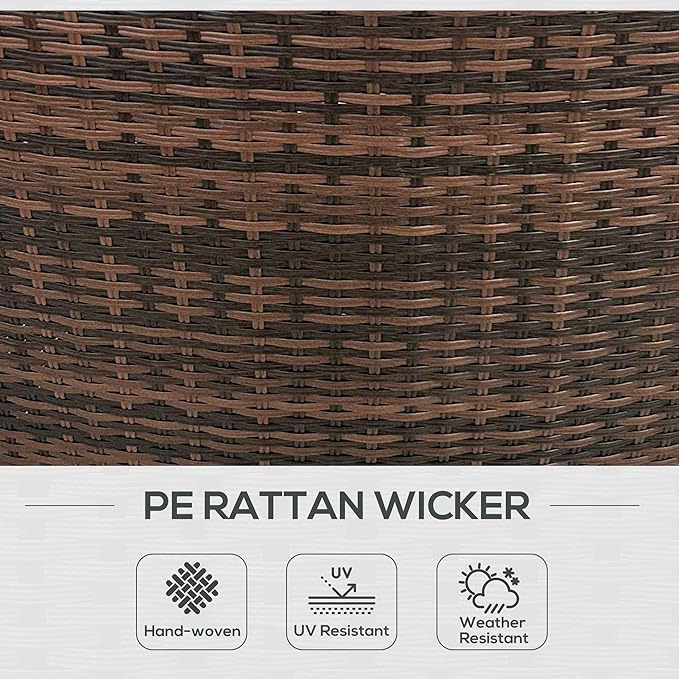 Outsunny 8 Piece Patio Furniture Set with 4 Rattan Sofa Chairs & 4 Tables, Outdoor Conversation Set with Storage & Umbrella Hole for Backyard, Lawn and Pool, Mixed Brown
