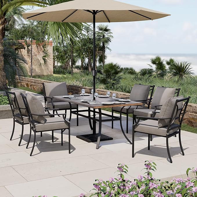 Grand patio 2-Piece Patio Dining Set for 2, Outdoor Dining Set for 2, E-Coated Outdoor Fixed Dining Set with Olefin Cushions