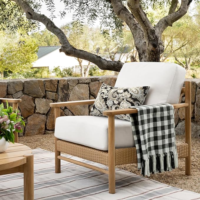 DYTXIII Pack of 2 Outdoor Waterproof Lumbar Pillow Covers ONLY, 12x20 Rectangle Decorative Double Printed Pillow Cases for Patio Couch Porch Furniture - Paisley Black
