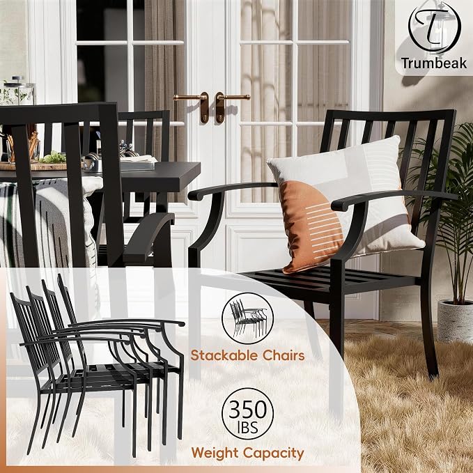 Patio Dining Set for 8 with 13.6ft Double-Sided Patio Umbrella,Outdoor Dining Set of 4 Metal Chairs and 2 Swivel Chairs with Umbrella Hole Table for Backyard,Garden,and Poolside(Grey)