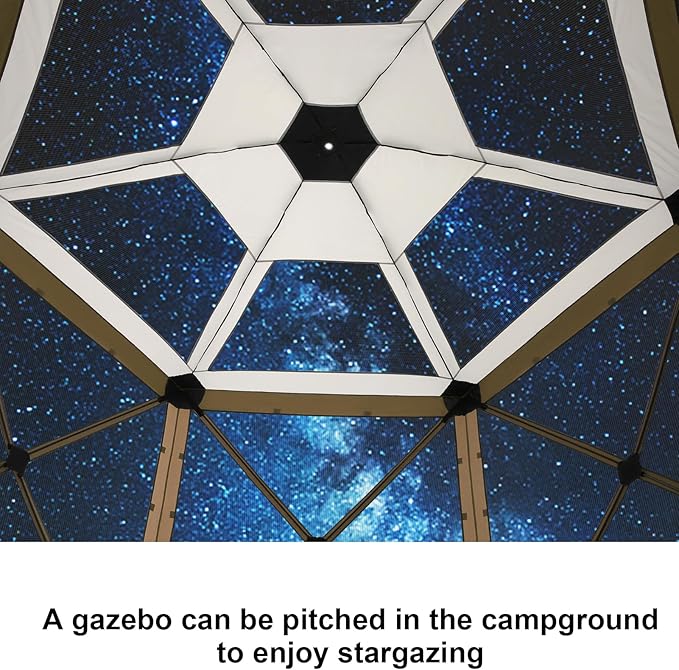 COBIZI 12x12 FT Pop Up Canopy Extendable Tent, Gazebos On Clearance with Removable Roof, Screened in Gazebo with sidewalls, Screen Tents Portable carpas para Patio for Outdoor Camping,Backyard,Brown