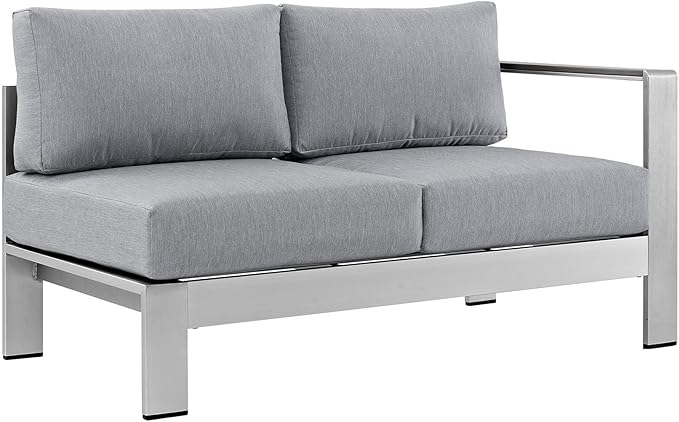Modway Shore 6-Piece Aluminum Outdoor Patio Sectional Sofa Set in Silver Gray