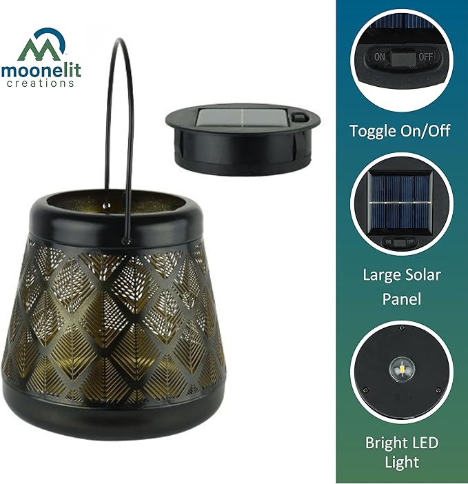 MCSSLNT Solar LED Stake Lantern with Shepherd Hook, Waterproof Solar-Powered Lighting, Decor for Gardens, Pathways & Patios