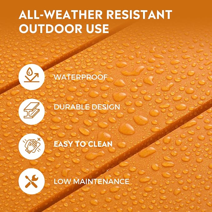 Costaelm Square Outdoor Side Tables, Adirondack Patio Tables for Outside, HDPE Patio End Table Weather Resistant, Balcony Table for Pool, Seaside, Backyard, Porch, Indoor Companion, Orange