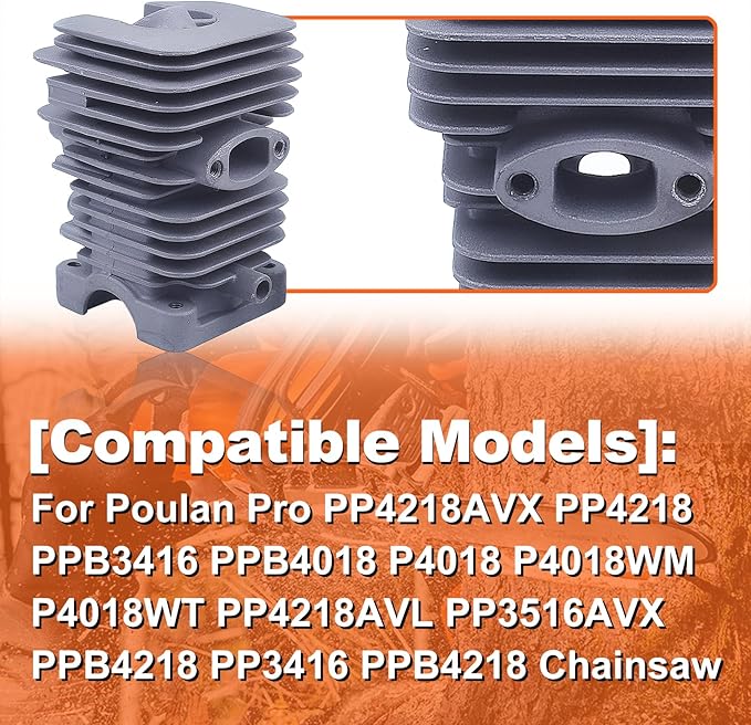 Cylinder Piston Top End Rebuild Kit for Poulan Pro PP4218AVX PP4218 PPB3416 PPB4018 P4018 P4018WM P4018WT PP4218AVL PP3516AVX PPB4218 PP3416 PPB4218 Chainsaw