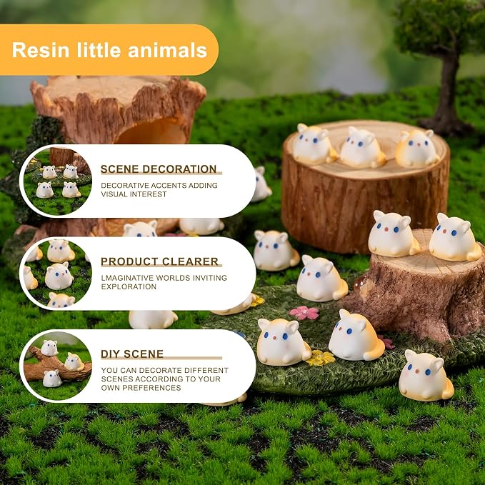 60 pcs Mini Resin Cat Many Styles Variety Tiny Animals Figures Miniature Little Small Animal Figurines Bulk for Micro Fairy Garden Landscape Accessories Hide Crafts Decor Aquarium