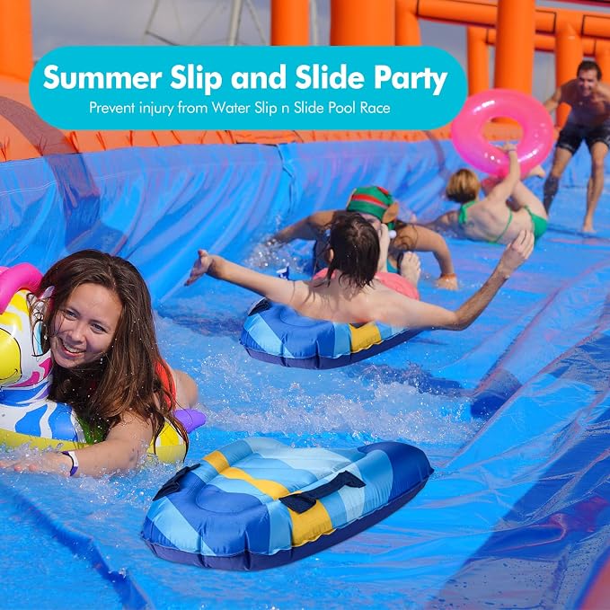 Inflatable Boogy Boards for Beach Travel Toys, 30” Cavas Slip Slide Water Park Body Surfing Board with Handles, Summer Fun Water Pool Game Toys for Kids 4,8,12 Ages