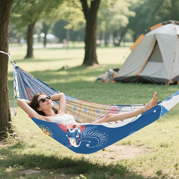 Ethnic Costume Elephant 330lb Capacity Outdoor Hammocks with Tree Straps Hanging Hammock for Outside Patio Garden hamacas para adultos 2 Personas