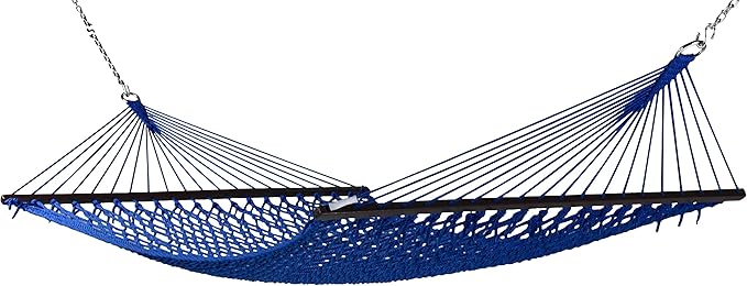Caribbean Rope Hammock - 55 Inch - Soft-Spun Polyester (Dark Blue)
