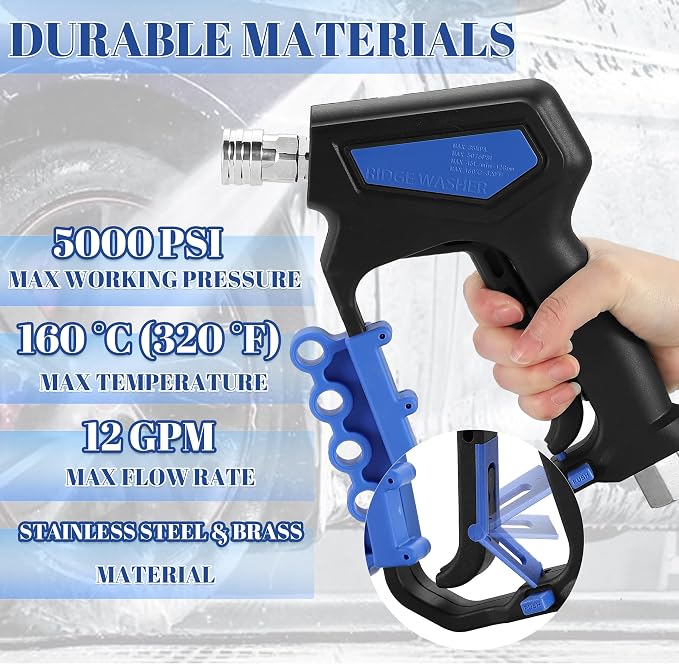 RIDGE WASHER Pressure Washer Gun Swivel, Power Washer Gun 5000 PSI with 1/4" Quick Connector, 12 GPM, 360°3/8 NPT Thread, M22-14mm and M22-15mm Fitting