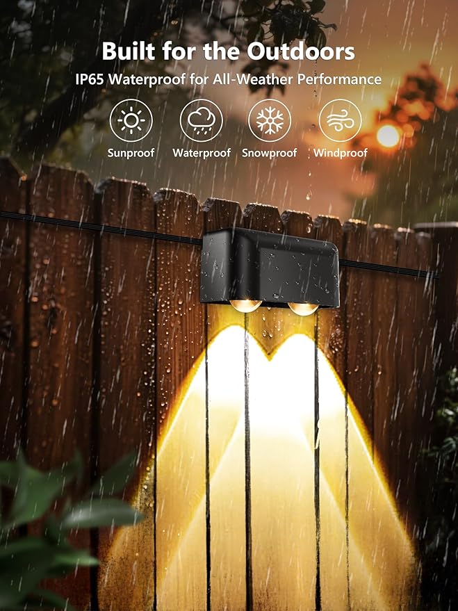 Brizled Smart Fence Lights, RGBCW Outdoor July 4th Deck Lights APP & Voice Controlled, 32.8ft Music Sync Red White & Blue Fence Lighting Smart Lighting IP65 Waterproof for Halloween Christmas Decor