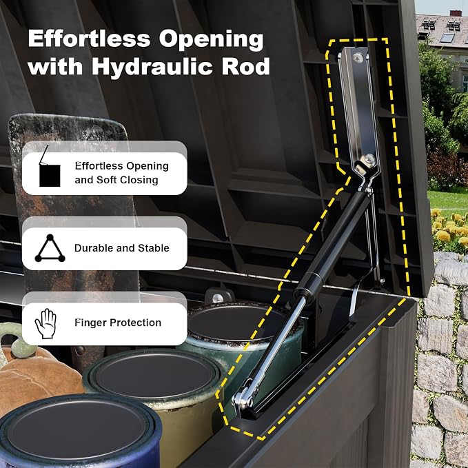 DRATO 180 Gallon Outdoor Storage Box, Large Waterproof Deck Box, Lockable Resin Storage Container with Reinforced Support for Patio Cushions, Garden Tools, UV-Resistant Outdoor Chest（Black，180 Gallon）