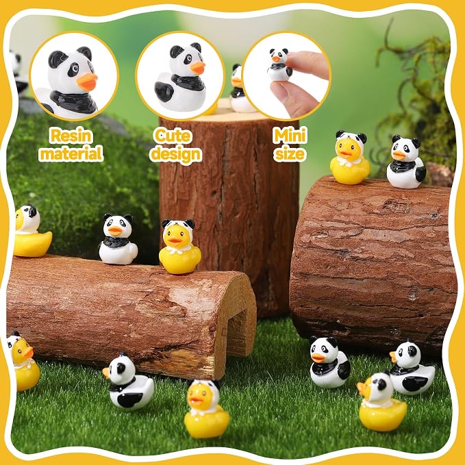 30 Pcs Panda Ducks, Mini Panda Resin Ducks Bulk, Fun Printed Toy Figures for Birthday Party Favors, Themed Decor, Kids Gift Collection (Panda)