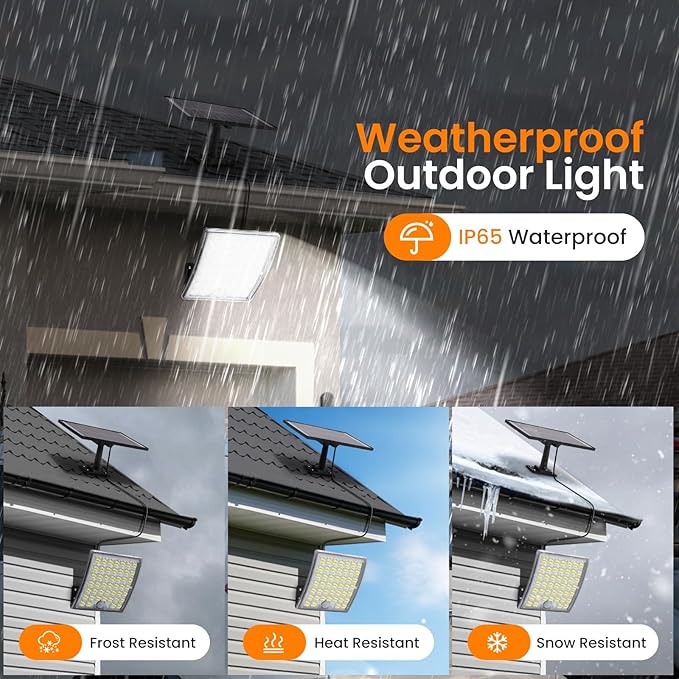 Solar Lights Outdoor Waterproof Motion Sensor Security Lights with Remote, 3 Modes 184 LED 150% Bright Upgraded Convex Lens, 16.4 Ft Cord, Outdoor Light for Patio, Shed, Barn, Garage