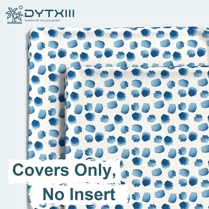DYTXIII Pack of 2 Outdoor Waterproof Lumbar Pillow Covers ONLY, 12x20 Rectangle Decorative Double Printed Pillow Cases for Patio Couch Porch Furniture - Brush Blue