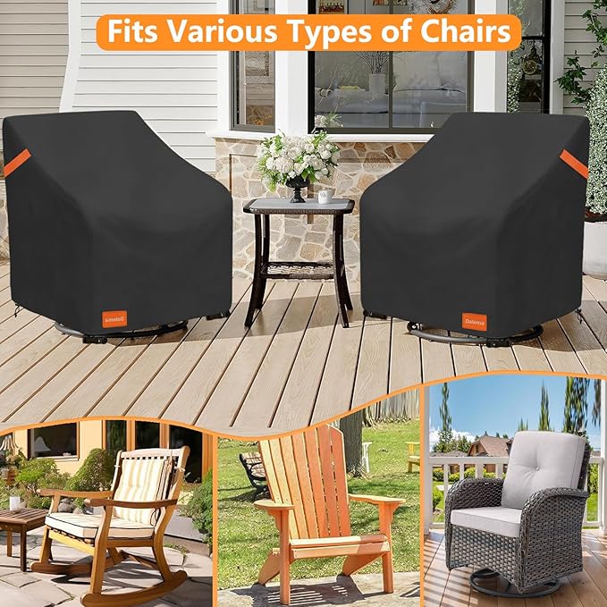 Outdoor Swivel Chair Cover 4 Pack,600D Heavy Duty 100% Waterproof Outdoor Chair Covers,Patio Furniture Covers for Swivel Patio Chairs,37.5" W x 39.25" D x 36" H,Black