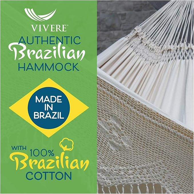 Vivere Authentic Brazilian Elegant Hammock - 450 lb Capacity