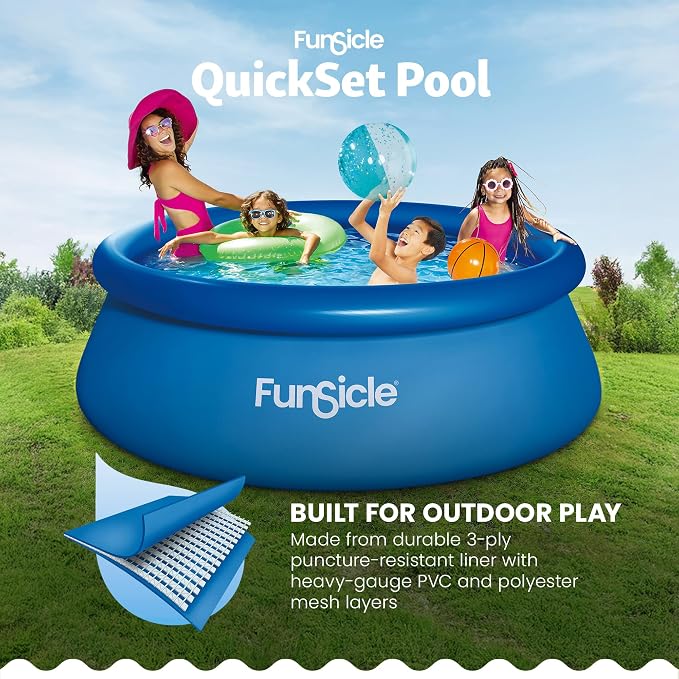 Funsicle Quickset 8' x 30" Round Above Ground Swimming Pool, with FiltraBoost 400 GPH Filter Pump, Type I Filter Cartridge & Repair Patch