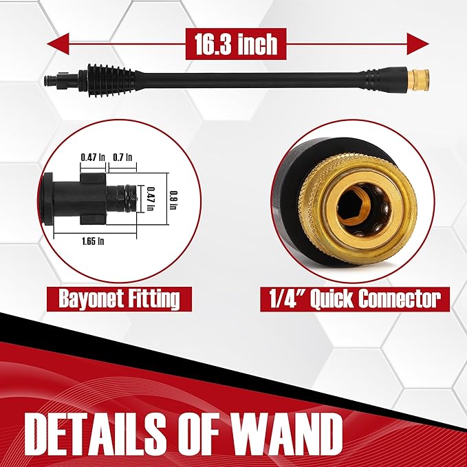 JOEJET Pressure Washer Spray Gun and Hose 32FT, Extension Wand and 5 Nozzle Tips, Compatible with Some Portland Husky Black Decker Ford Pulsar ShopForce Taskforce Powerwasher Power Washer