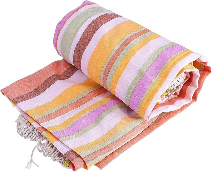 Camping Hammock Bed Camping Swing Chair Portable Outdoor Hammock Color Stripes Cotton Fabrics with Carrying Bag for Outdoors Gardens Travel Hammock Swing (Color : Orange)