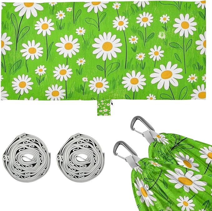Lovely Daisy Floral Green White 330lb Capacity Hammocks for Camping Hanging Hammock for Indoor Outdoor Patio hamaca para Camping 0 a 24 Meses