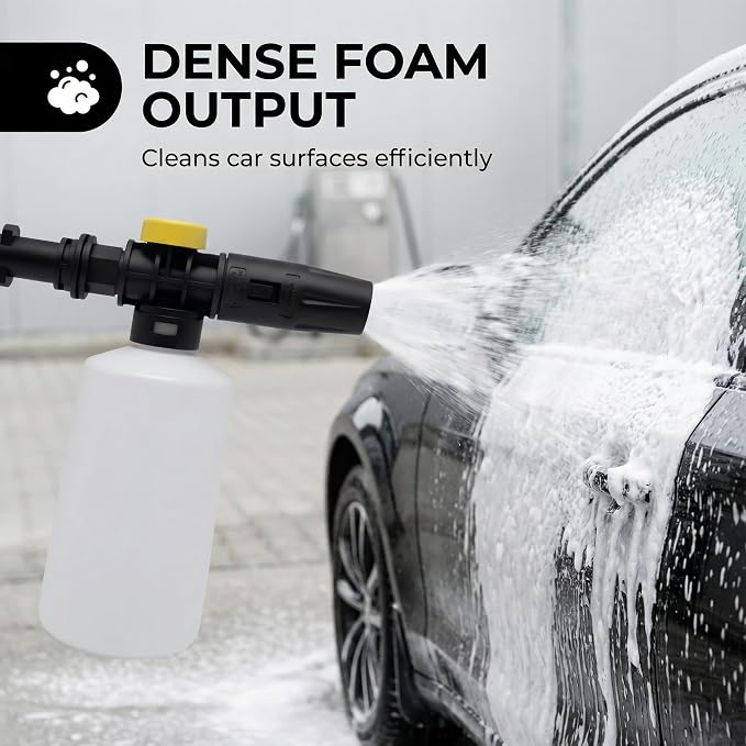 FJ6 Foam Cannon, Compatible with Kar-Cher K1-K7 Pressure Washers, 700ml Tank, Adjustable Spray Nozzle, for Cars, RVs, Garden Furniture, Patios