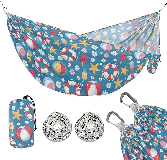 Camping Hammock Outdoor Hammocks for Outside Flower Lifebuoy Beach Trees Portable Lightweight with Pockets Tree Straps Indoor