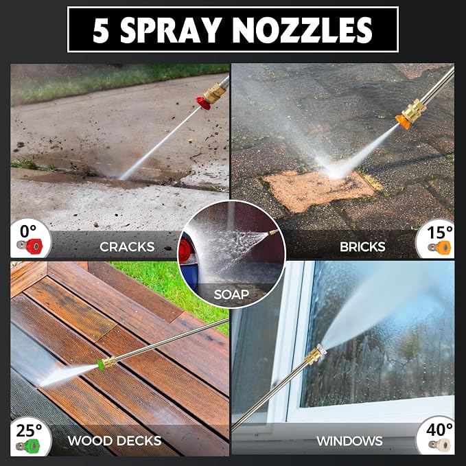 PowerSmart Electric Pressure Washer 1.2 GPM (OpenFrame), Bulid-in Soap Tank, Metal Spray Wand, for Cars, Patio, Decks, and Fences (DB1001)