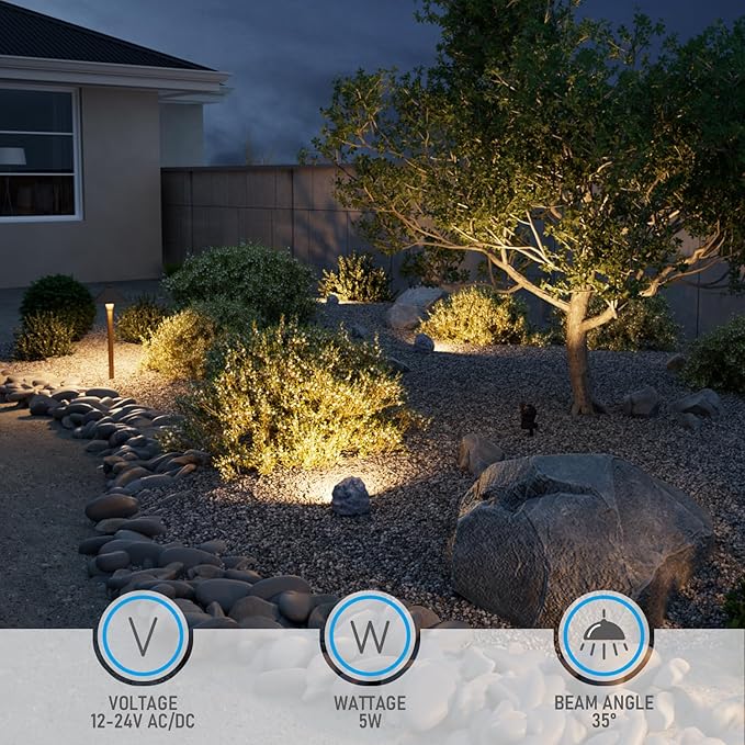LEONLITE 5CCT LED Rock Lights Outdoor, 5W Low Voltage Landscape Spot Light for Garden, Yard, Decorative Stone Light, 12-24V AC/DC, CRI90, 200lm, IP65 Waterproof, Triangle, Light Gray, Pack of 2