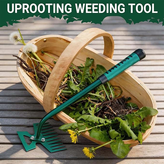 Weeding Artifact Uprooting Weeding Tool kit 2 Pack 6 Teeth 11 Teeth Weed Pulling Tool Portable Manual Weeder Puller for vegetabe Gardening Backyard Farm Planting Weeding