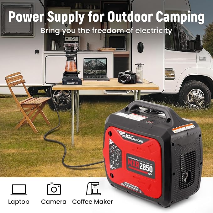 maXpeedingrods 2850W Portable Inverter Generator, Gas Powered, EPA Compliant with CO Alarm, Compact and Lightweight for Outdoor Camping, RV Ready and Home