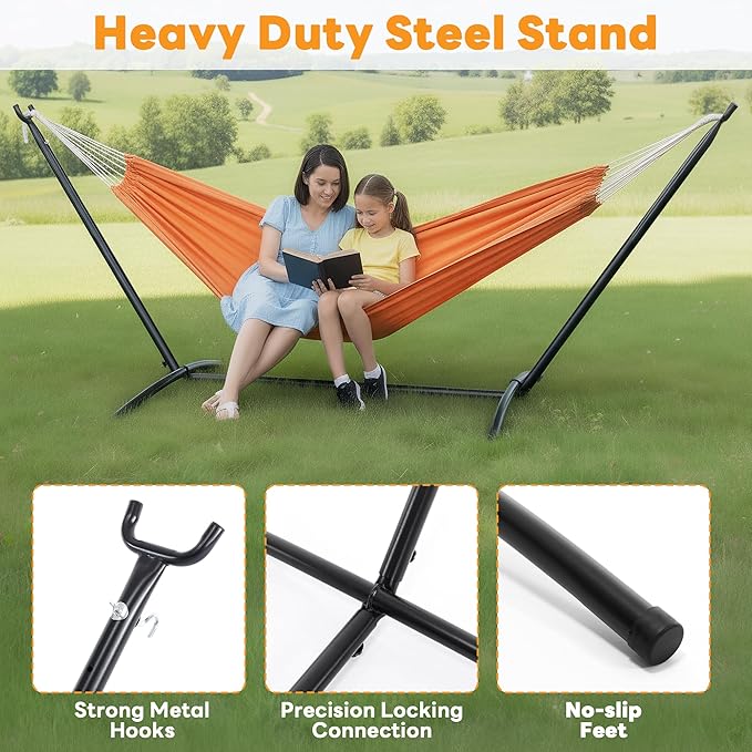 NEWBULIG Hammock Stand Only, Heavy Duty Hammock Stands for Double 2 Person, for Outside for Garden Backyard Patio Pool Beach with Carrying Case