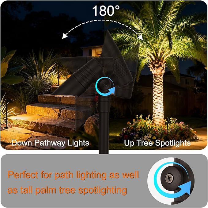 Mini LED Landscape Spotlights, 16'' Tall Pole, 5CCT 5W 12 Volt Wired Low Voltage Bronze Landscape Small Spot Lights for Outdoor Tree Flag House Pathway Driveway, 60° Beam Angle, 1PK