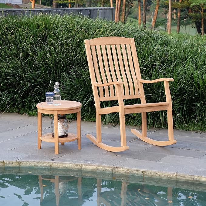 Cambridge Casual Arie Wood Patio Side Table, Plantation Teak, 24 Inch/Natural Teak