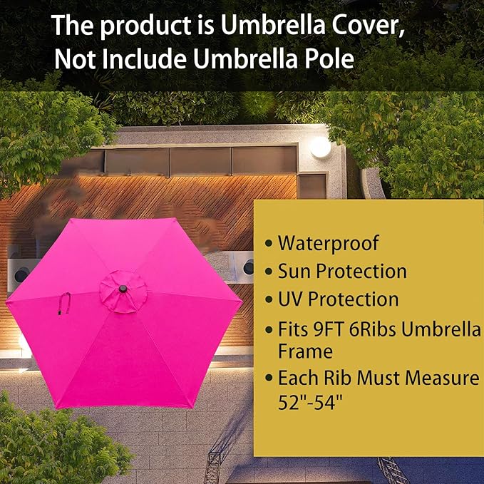 Goodgoods 9ft Patio Umbrella Replacement Canopy Market Umbrella Top Outdoor Umbrella Canopy (2pcs/package)