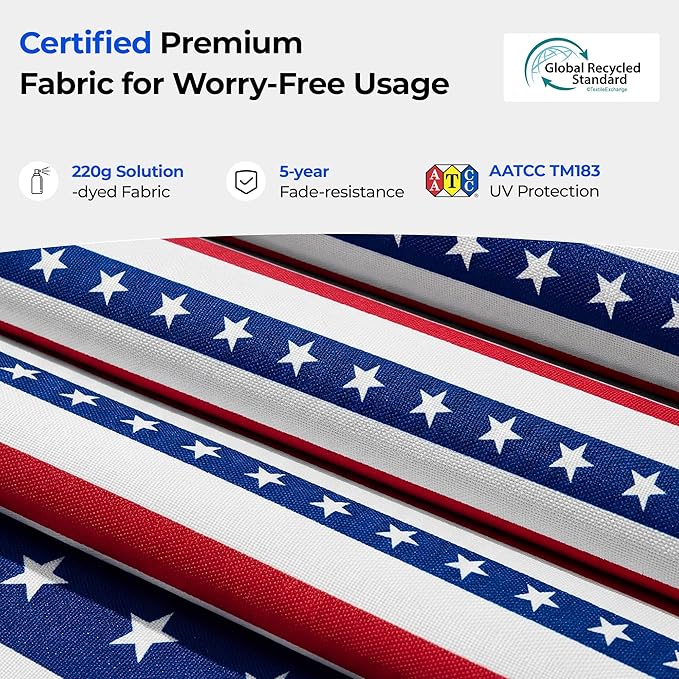 HOMSHADE 10ft Offset Patio Umbrella - w/Base, Cantilever Offset Hanging Patio Outdoor Market Umbrella UPF50+ UV Protection with Easy Tilt and Crank for Pool Deck and Garden(Red & Blue Star Stripes)