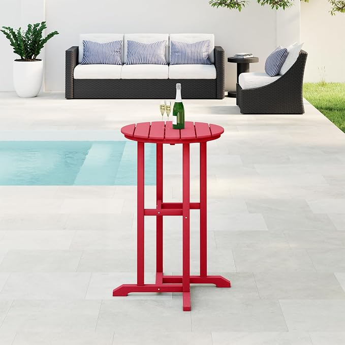 WestinTrends Malibu 37" Counter Height Round Outdoor Patio Bistro Bar Table, Red