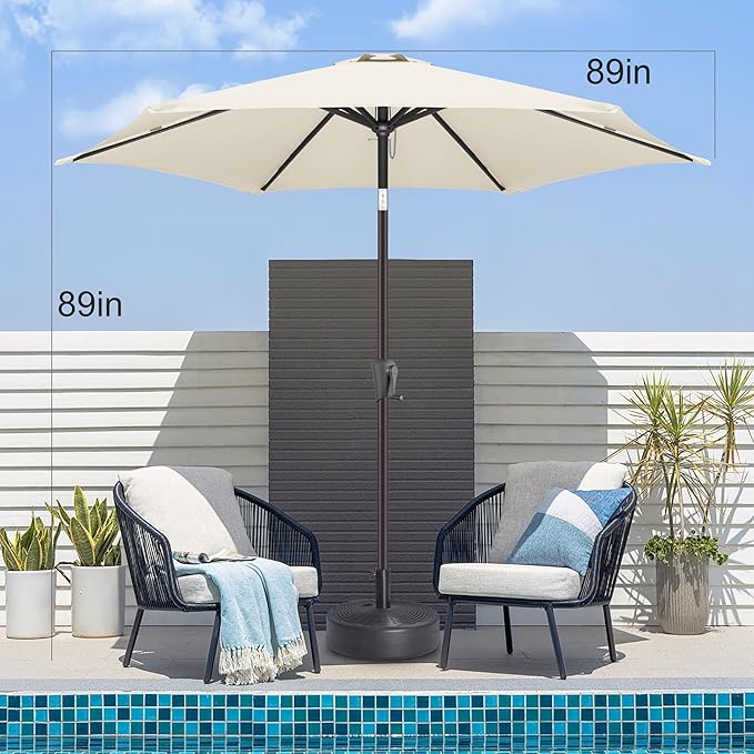 7.5FT Outdoor Patio Umbrella - Table Umbrella Waterproof UV Protection, Sombrillas de Patio with Push Button Tilt, Sun Umbrella for Pool, Porch, Garden, Deck, Backyard (Ivory)