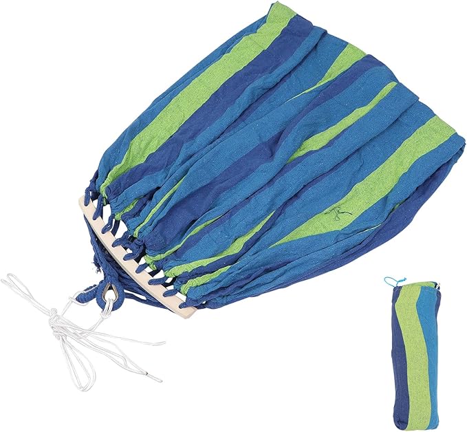 NUOBESTY Extra Large Stripe Canvas Anti-tip Two-Person Hammock with Duckbill Buckle for Outdoor Camping Backyard Garden Travel Backpacking