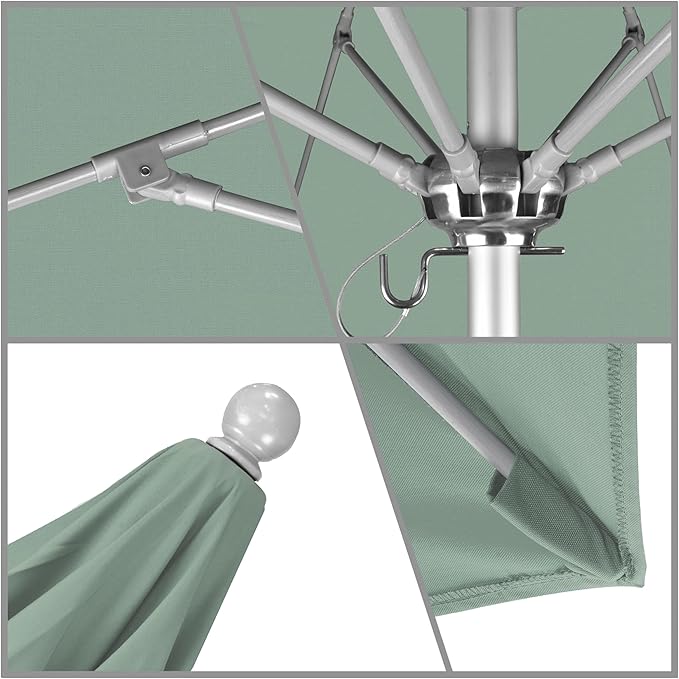 California Umbrella 7.5' Rd. Venture Series Contract Grade Patio Umbrella, Push Open Pin Stop, Silver Finish, Solution Dyed Spa