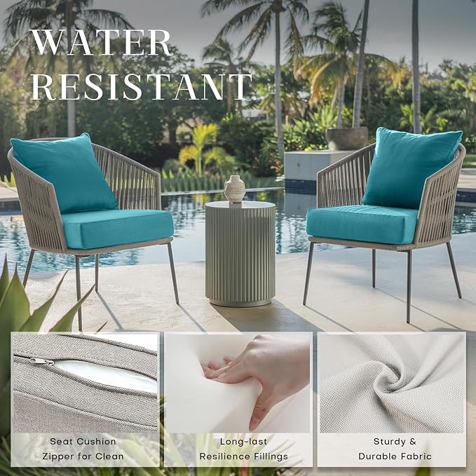 Luxury 24*24*6in Outdoor Patio Cushions, 8 Pieces Teal Outdoor Cushion | 6in Outdoor Patio Cushions, Water-Resistant, Reversible, Removable Cover, for Patio Chairs Sofa Couch Loveseat