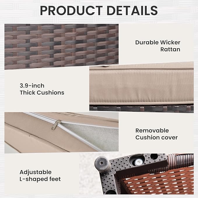 13 Pieces Outdoor Patio Furniture Set,Outdoor Sectional Furniture with 43" 55000 BTU Gas Propane Fire Pit Table,PE Rattan Wicker Patio Conversation Set with 10 Thickened Cushions,Sand