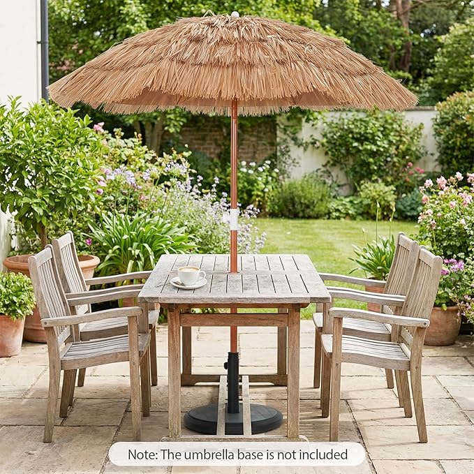 HAPPYGRILL 6 FT Tiki Thatched Umbrella, Hawaiian Tropical Palapa Style Patio Beach Umbrella w/Tilt, Portable Carrying Bag, PP Thatch Grass Pool Parasol for Garden Pool Yard Outdoor