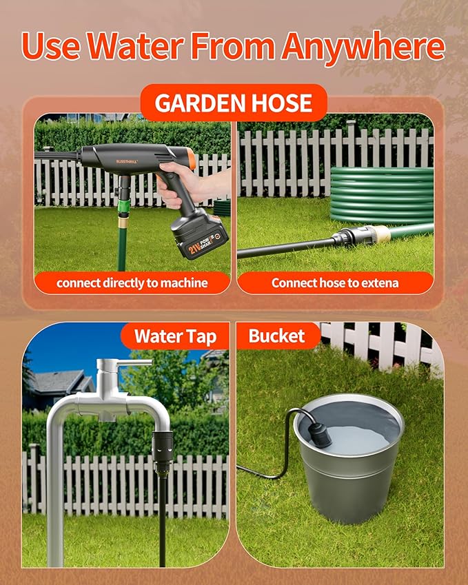 Handheld Battery Operated Washer, 1100 PSI Lightweight Mini Washer for Car, Home, Patio, Driveway and Garden Cleaning (StrengthOrange)