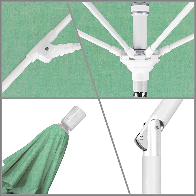 California Umbrella 11' Round Fiberglass Rib Market Umbrella, Crank Lift, Collar Tilt, White Pole (GSCUF118170-SA13-DWV)