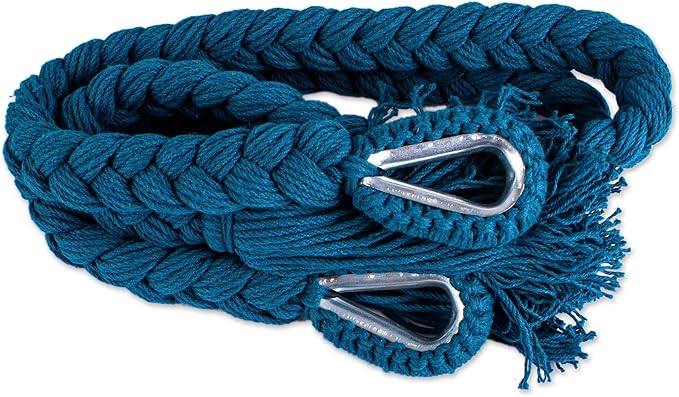 NOVICA Turquoise Blue Cotton 1001 Summer Nights Mayan Hammock from Mexico 'Caribbean Blue Cascade'